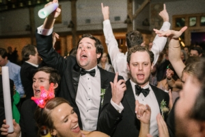 Wedding reception crowd having a great time with live music band